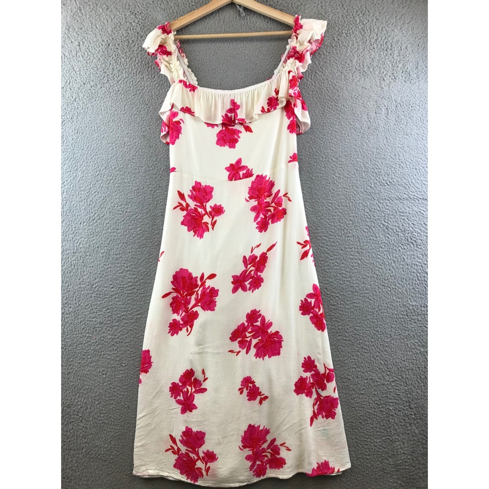 Sugarlips Nohea Floral Ruffle Trim Milo Midi Dress Sleeveless Sundress Summer M